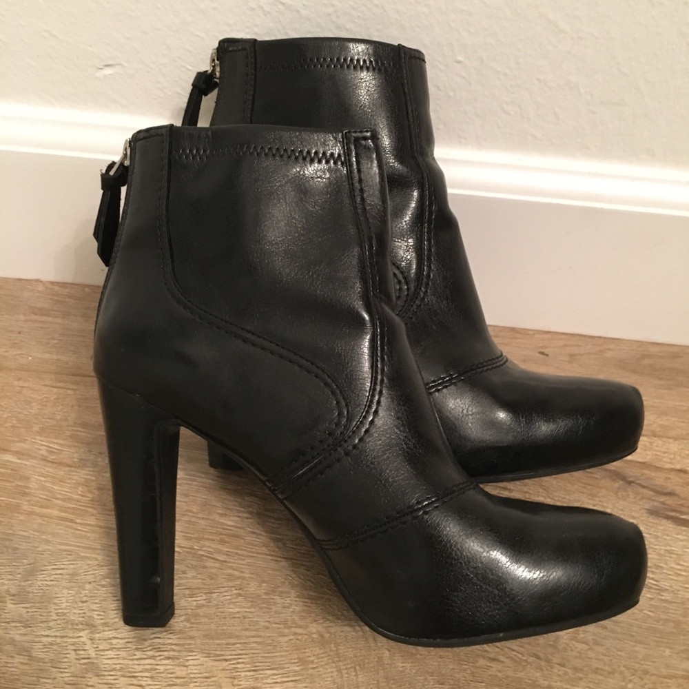 Franco Sarto Black Ankle Heeled Booties